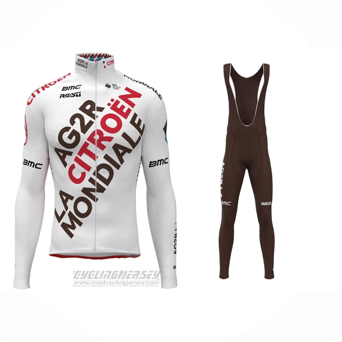 2023 Cycling Jersey Ag2r La Mondiale White Long Sleeve and Bib Short